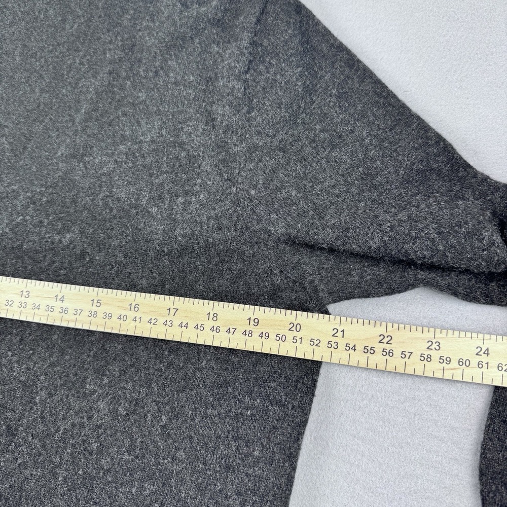 J Crew 100% Italian Cashmere Cardigan Women L Charcoal Pocket V-Neck Grandmacore - Picture 4 of 8
